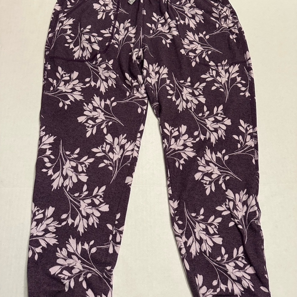 Karen Neuburger Live Love Lounge Floral Purple and Gray Drawstring Lounge Pants